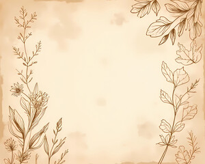 Hand-Drawn Style Sepia Botanical Doodles on Vintage Coffee-Stained Paper &ndash; Boho Scrapbook Elements 2025