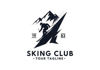 Skiing Club Logo with Dynamic Skier 