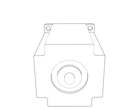 Outline Illustration of NEMA Standard Stepping Motor - Minimalist Technical Schematic Diagram and Simple Line Art Blueprint for Industrial Robotics, Motion Control, and Mechanical Design Projects.
