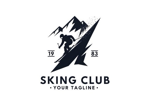 Skiing Club Logo with Dynamic Skier 
