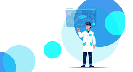 Innovative Medical Researcher Examining Virtual Data in a Modern Laboratory Setting