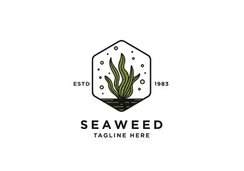 Seaweed Logo with Hexagonal Frame and Bubbles – 