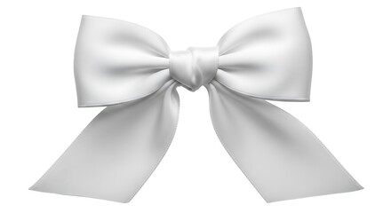 An elegant white satin bow, perfectly tied, offers a classic and versatile decorative element for gifts, holidays, and special occasions.