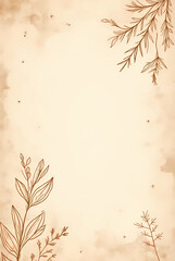 Hand-Drawn Style Sepia Botanical Doodles on Vintage Coffee-Stained Paper &ndash; Boho Scrapbook Elements 2025