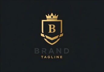 Royal Shield Logo with Crown and Letter B on Dark Background