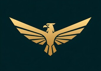 Golden Eagle Emblem with Outstretched Wings on Dark Green