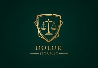 Prestige Legal Logo with Golden Justice Scales and Shield