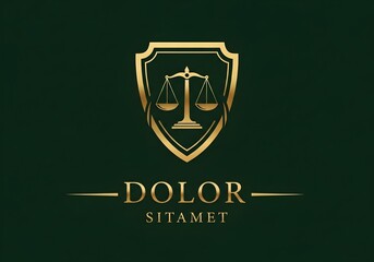 Elegant Legal Firm Logo with Golden Shield and Justice Scales