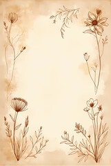 Hand-Drawn Style Sepia Botanical Doodles on Vintage Coffee-Stained Paper &ndash; Boho Scrapbook Elements 2025