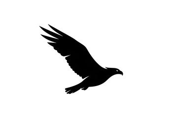 Bird of Prey Silhouette in Flight – Minimalist Black Design on White