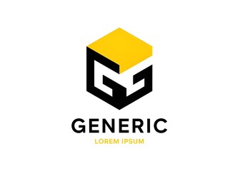 Geometric Cube Logo with Bold Typography – “GENERIC” Branding Design