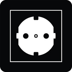 Wall Electrical Outlet Silhouette. Black and White Icon Design Elements on Isolated White Background