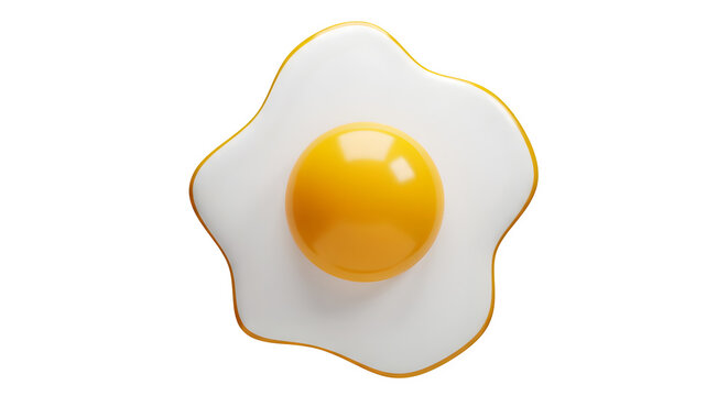 A single cartoon fried egg with a bright yellow yolk and white surrounding on a black background - Powered by Adobe