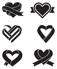Romantic Heart Icons Collection for Valentine Day Design.