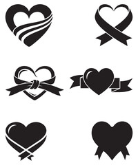 Romantic Heart Icons Collection for Valentine Day Design.