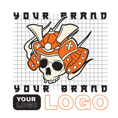 Skull samurai esport mascot logo design