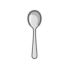 Monochrome vector illustration of a classic spoon icon. A simple piece of cutlery for dining, kitchenware, and culinary concepts on an isolated background