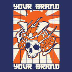 Skull samurai esport mascot logo design