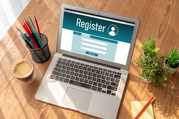 Fototapeta premium Online registration form for modish form filling on the internet website