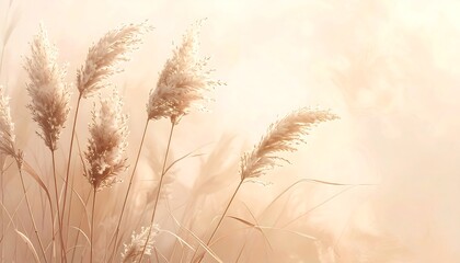 Golden reeds sway gently in the soft, warm light of dawn.