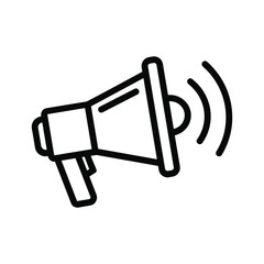 Megaphone with sound waves outline icon for communication loud