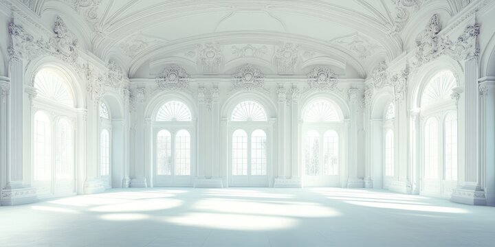 Luxurious white baroque style interior with ornate.