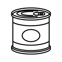 Outline drawing of a food tin can with a pull tab packaging icon