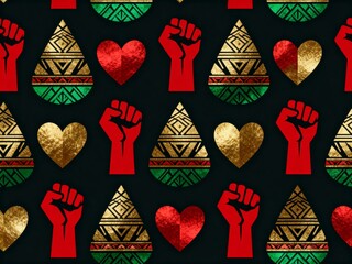 repeating pan african fist pattern for black history month posters and social media graphics