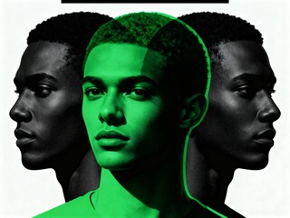 unified black male portrait with green overlay for diversity and empowerment campaigns