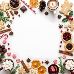 Obraz premium Festive Food & Drink Christmas Border With Blank Text Space