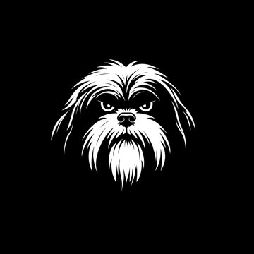 Dog's head silhouette in black and white