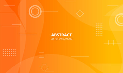 Colorful geometric abstract background. Orange and yellow gradient memphis background with geometric shapes. Vector illustration