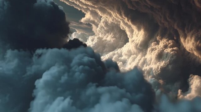 A cinematic and mesmerizing view of shape-shifting clouds drifting across the sky, morphing into surreal patterns with dynamic lighting, ethereal textures, and a dreamy, atmospheric panorama