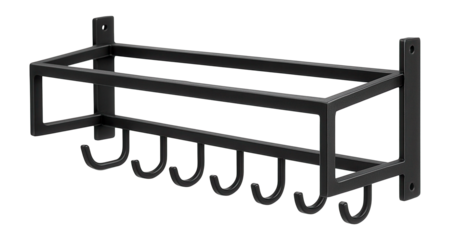Industrial metal hat shelf, perfect for modern loft-style apartments.