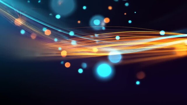 Colorful abstract light trails with bokeh effects creating a vibrant atmosphere in a dark background - Powered by Adobe