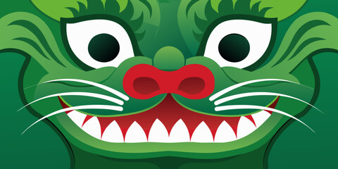 Green korean goblin face mask illustration for folklore and culture