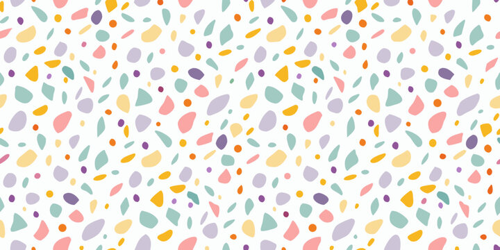 Colorful abstract pebble pattern on white background seamless vector design