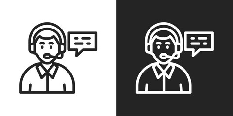 technical Support Icon In Line Version On Black And White Background