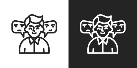 Expression Icon In Line Version On Black And White Background