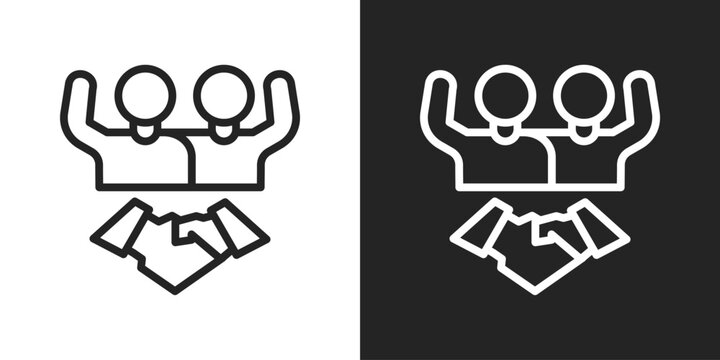 Connection Icon In Line Version On Black And White Background