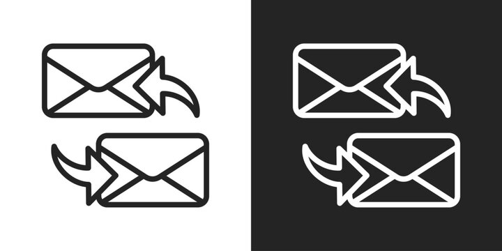 Correspondence Icon In Line Version On Black And White Background