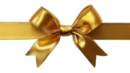 Golden gift ribbon with a bow tied in the center