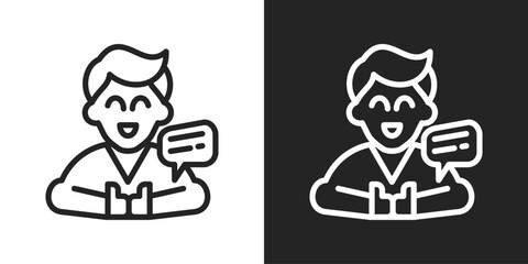 Body language Icon In Line Version On Black And White Background