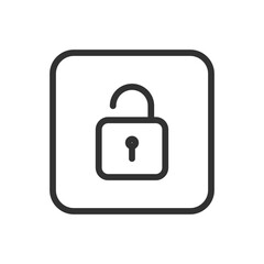 Protection, Security Lock line icon – minimalist lock outline vector for cybersecurity, secure access, data encryption UI interface