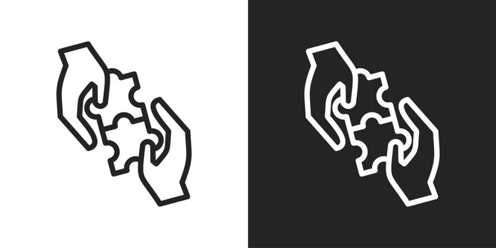 Collaboration Icon In Line Version On Black And White Background