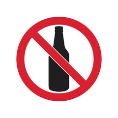 No Alcohol or Bottle Forbidden Sign - Beverage, Drinking Restriction, and Public Place Safety Vector