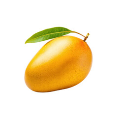 Mango whole fruit smooth yellow-orange skin white background.