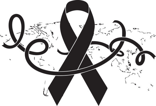 World aids day black ribbon symbol with abstract grunge elements and swirls