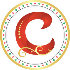 Letter C Logo Design Inside Decorative Circle Bordered With Ornaments Isolated on White Backdrop Ideal for Company Logo, Brand Identity and Profile