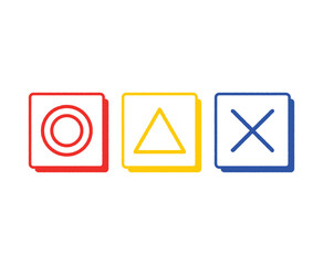 シンプルな二重丸バツ三角のアイコン_四角背景